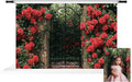 Kate Valentine's Day Gate Backdrop Valentine Red Roses Garden Background by KateBackdropforPhotography