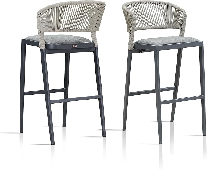 PURPLE LEAF Bar Stool Set of 2 Outdoor Bar Chairs by PURPLELEAF