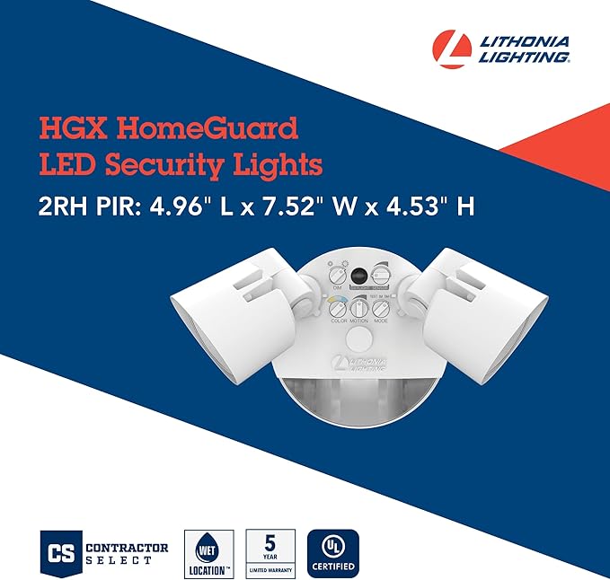 Lithonia Lighting HomeGuard 2-Light LED Outdoor Flood Lights, Motion Sensor - Image 4