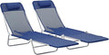 Outsunny 2 Piece Folding Chaise Lounge Chairs, Pool Sun Tanning Chairs by Outsunny
