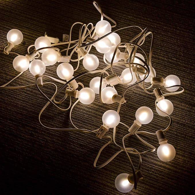 25Ft G40 LED Outdoor Christmas Frosted White String Lights - Image 4