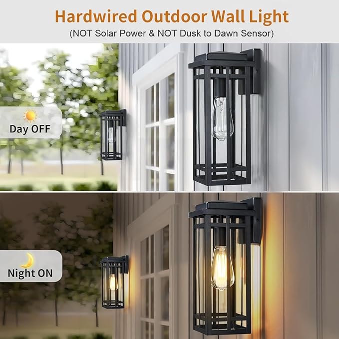 13.8'' Outdoor Wall Light Fixtures 2 Packs, Exterior Lighting Fixtures Wall - Image 4