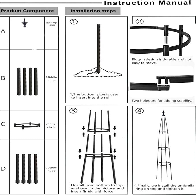 Garden Obelisk Trellis for Climbing Plants, 67inch lron Pipe Wrapped in Plastic - Image 3