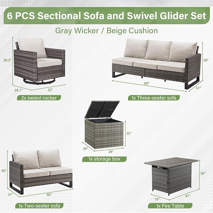 Belord 6-Piece Outdoor Sectional Furniture Set - Image 2