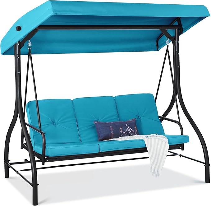 Best Choice Products 3-Seat Outdoor Large Converting Canopy Swing Glider by BestChoiceProducts