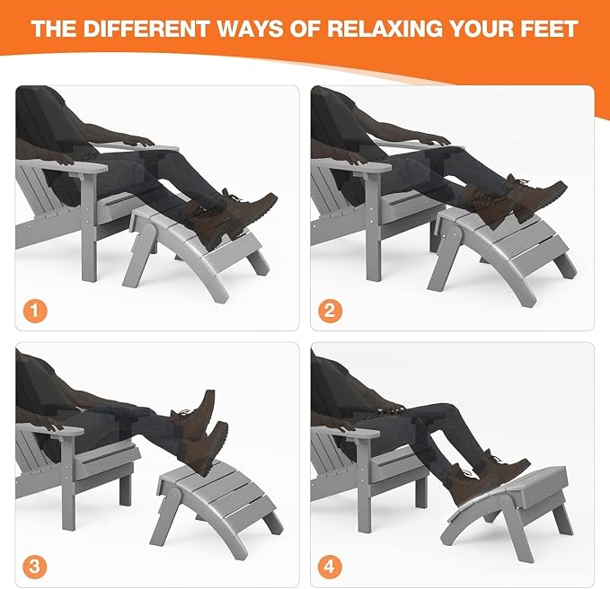 YEFU Adirondack Ottoman Set of 4, Adirondack Foot Rest, Patio Foot Rest - Image 7