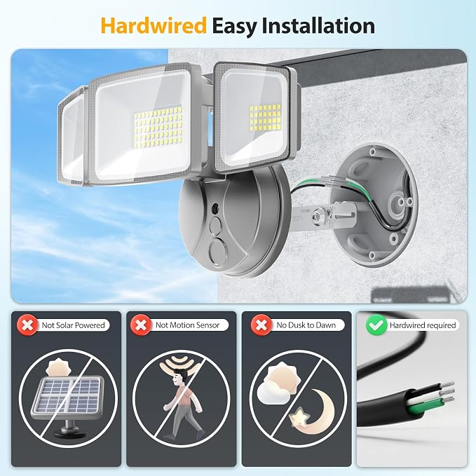 Onforu 75W LED Security Light, 7000LM Brightness Outdoor Flood Light Fixture - Image 2