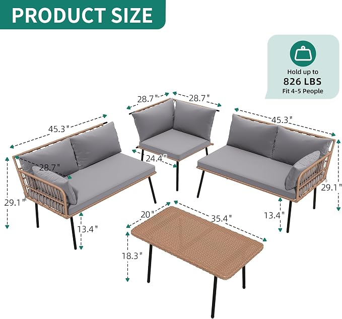 YITAHOME 4-Piece Wicker Patio Furniture Set, All Weather PE Rattan Conversation - Image 3