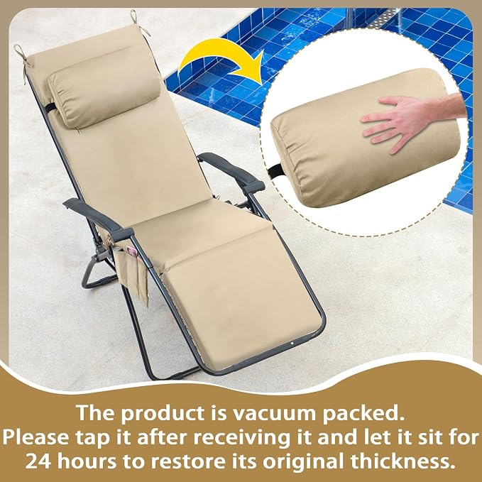 RattanView 2 Pcs Outdoor Chaise Lounge Cushion - Image 4