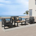 Aluminum Outdoor Patio Furniture Set, 4 Piece Oversized Patio Conversation Sets by Oasbira