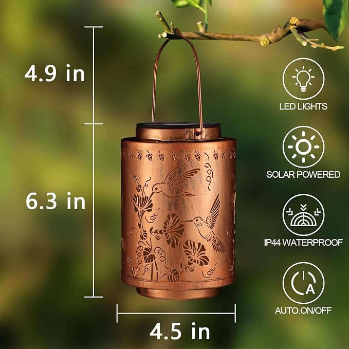 2 Pack Solar Lanterns Outdoor Waterproof Garden Decor Birthday Gifts - Image 3