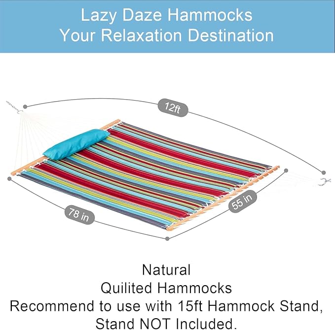 Lazy Daze Hammocks 12 FT Quilted Fabric Double Hammock - Image 2