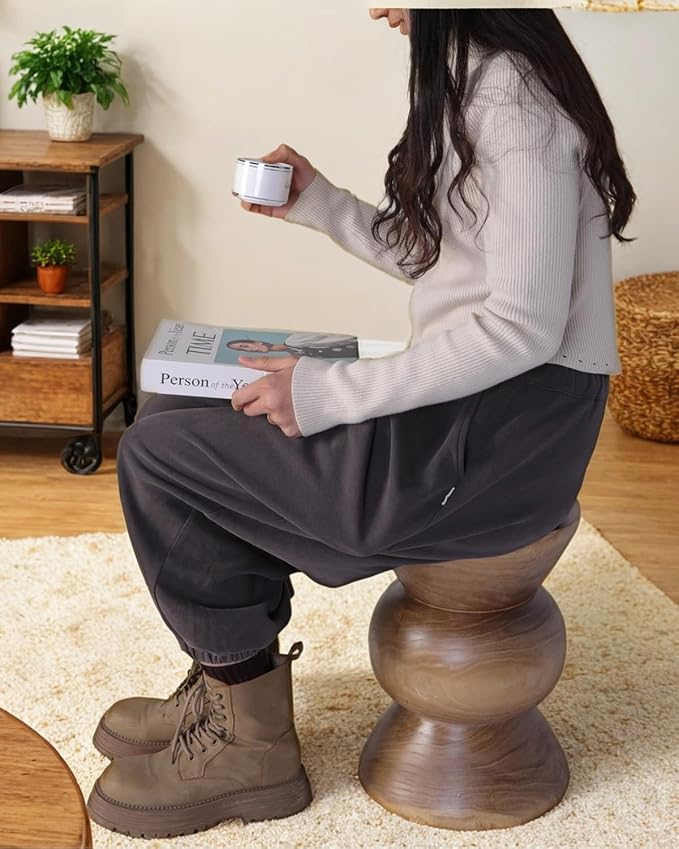 Athaliah Wooden Side Table, Hand Carved Rustic Wood Tree Stump End Table - Image 4