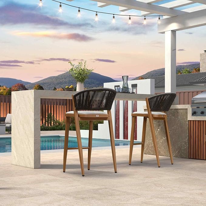 PURPLE LEAF Two Pack Bar Stools Outdoor Bar Stool Chair - Image 4