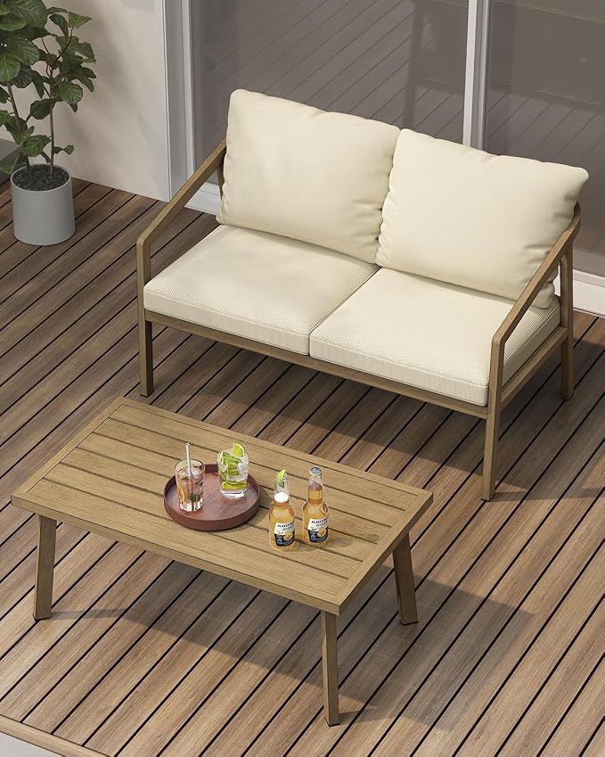 Patio Coffee Table, Never-Rust Aluminum Outdoor Coffee Table - Image 2