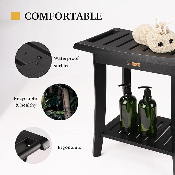 Bamboo Shower Bench Inside Shower Stool - Image 5