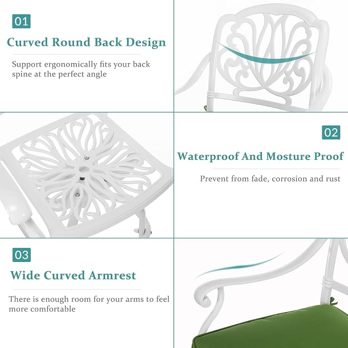 MEETWARM 2 Piece Patio Swivel Bar Chairs, All Weather Cast Aluminum High Swivel - Image 3