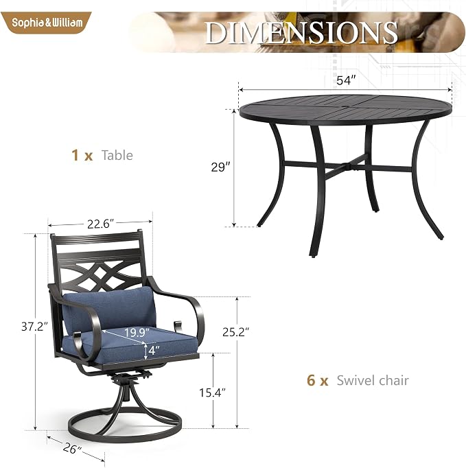 Sophia and William Swivel Patio Dining Set - Image 6