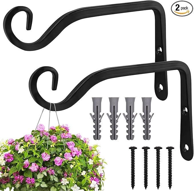 Plant Hangers Outdoor 2 Pack 10 Inch Metal Hanging Plant Bracket Metal Hanging by ROPCIA