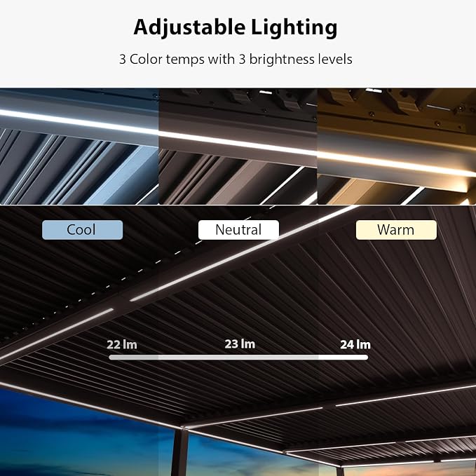 PURPLE LEAF 11' x 28' Outdoor Louvered Pergola Aluminum Pergola - Image 2