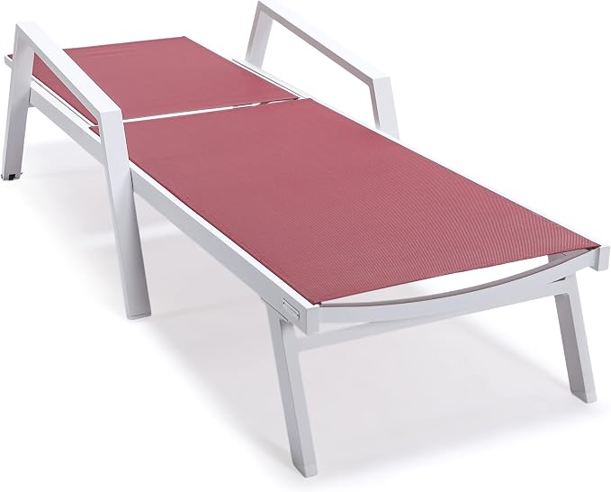 LeisureMod Marlin Patio Chaise Lounge Chair, Adjustable Outdoor White Aluminum - Image 7