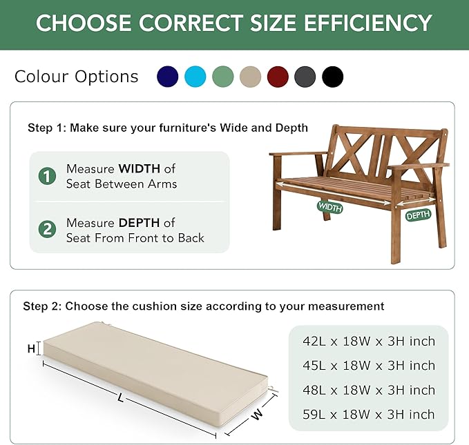 Outdoor Bench Cushion: Waterproof and Fade Resistant Patio Furniture Cushions - Image 6