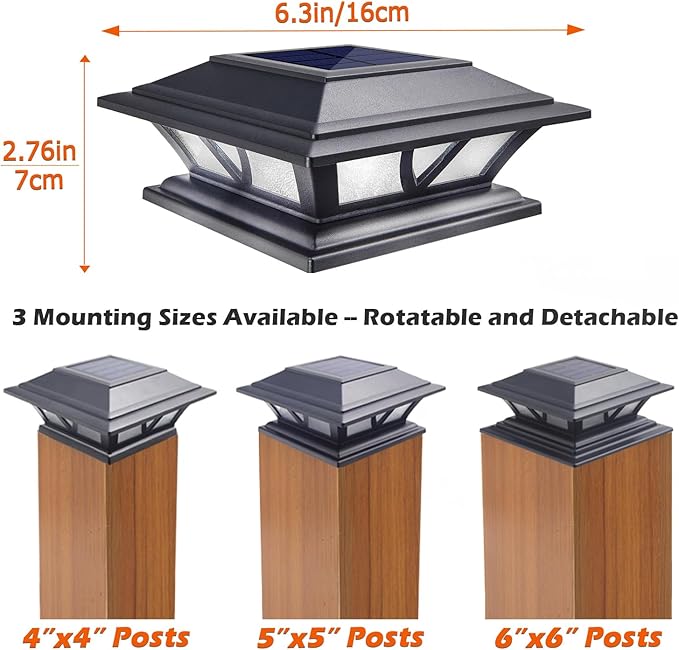 SIEDiNLAR Solar Post Lights Outdoor 2 Modes LED Deck Fence Cap Light - Image 4