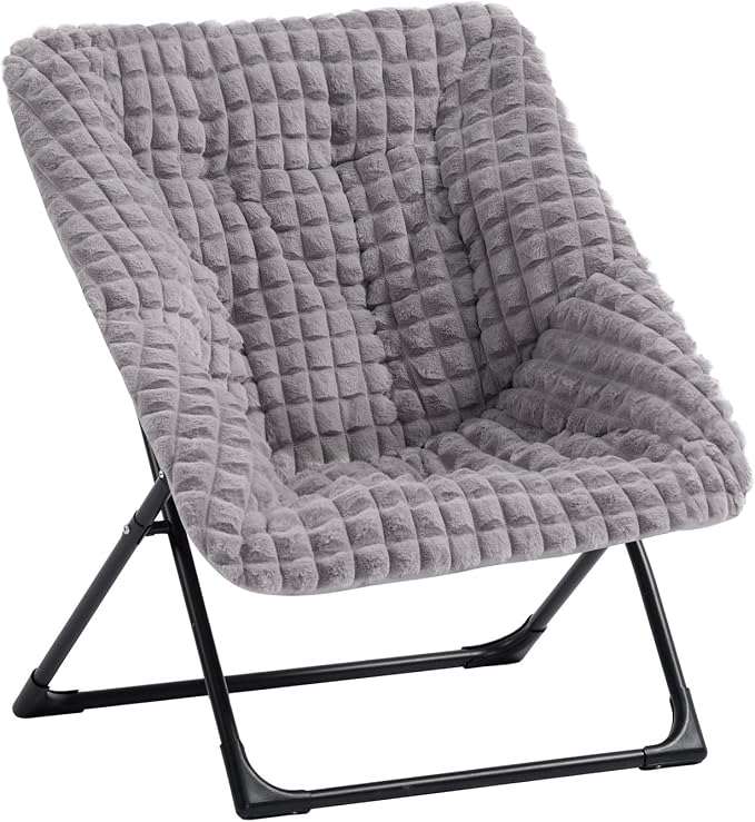 HollyHOME X-Large Saucer Chair, Comfy Oversized Folding Chair, Faux-Fur Reading by HollyHOME
