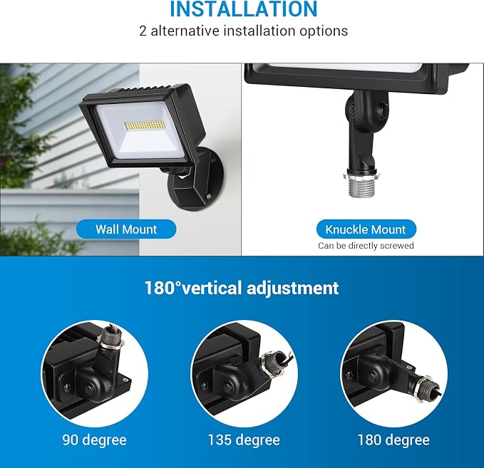 DEWENWILS 2 Pack 34W Flood Lights Outdoor, 3200 LM Super Bright IP65 Waterproof - Image 3