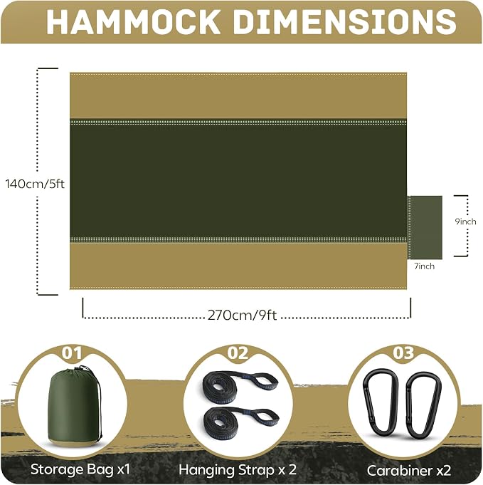 Camping Hammock Lightweight, Portable Hammocks Parachute Hammock - Image 2