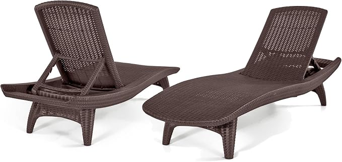 Keter Set of 2 Pacific Sun Lounge Chair Outdoor Chaise Pool Chairs - Image 9