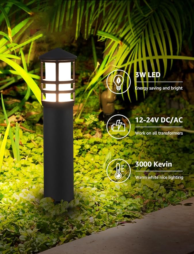 SUNVIE 12-Pack Low Voltage Landscape Pathway Lights 3W Outdoor Landscape - Image 2