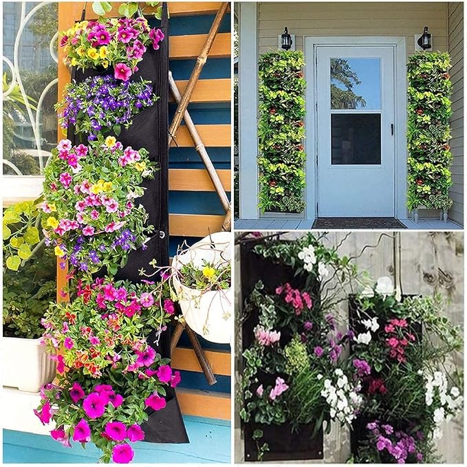 LITLANDSTAR Hanging Planter Bags, 2 Pack 7 Pocket Hanging Vertical Wall Planter - Image 8