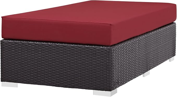 Modway Convene Wicker Rattan Outdoor Patio Rectangle Ottoman - Image 5