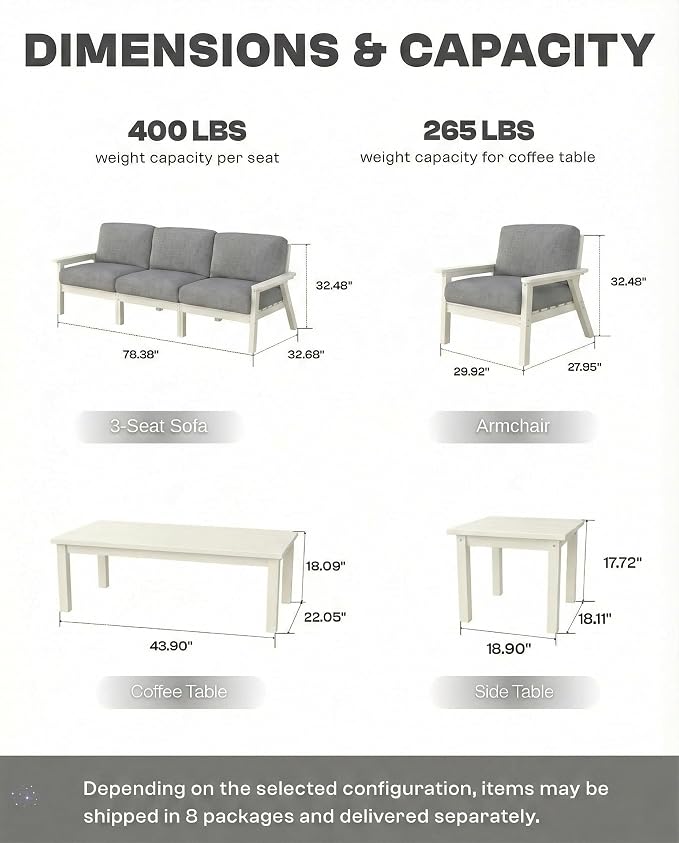 HDPE Patio Furniture Set 4 Seats, Outdoor Couch - Image 2