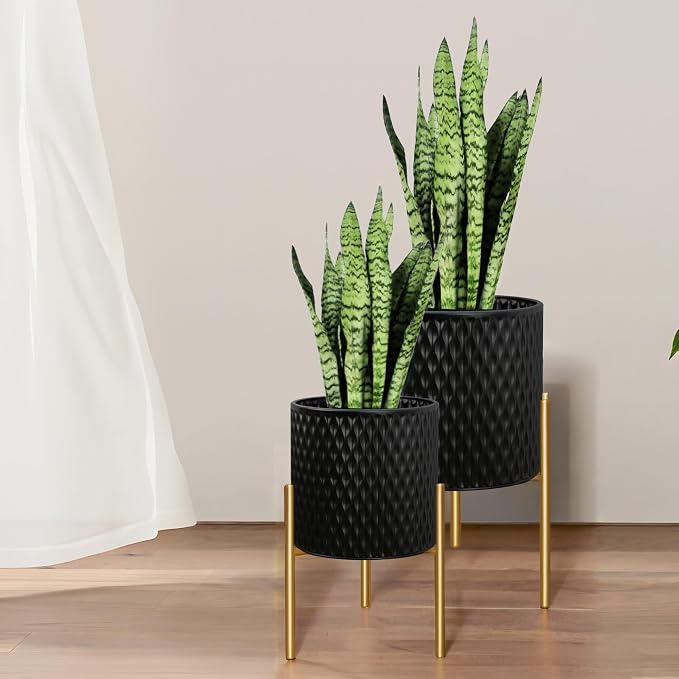 ARNIS Plants Pots with Stand, Large Size Flower Pots, 10.5&12.25 Inch - Image 8
