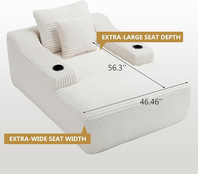 67" Oversized Chaise Lounge Chair Indoor, Soft Boneless Cloud Couch Chair - Image 7