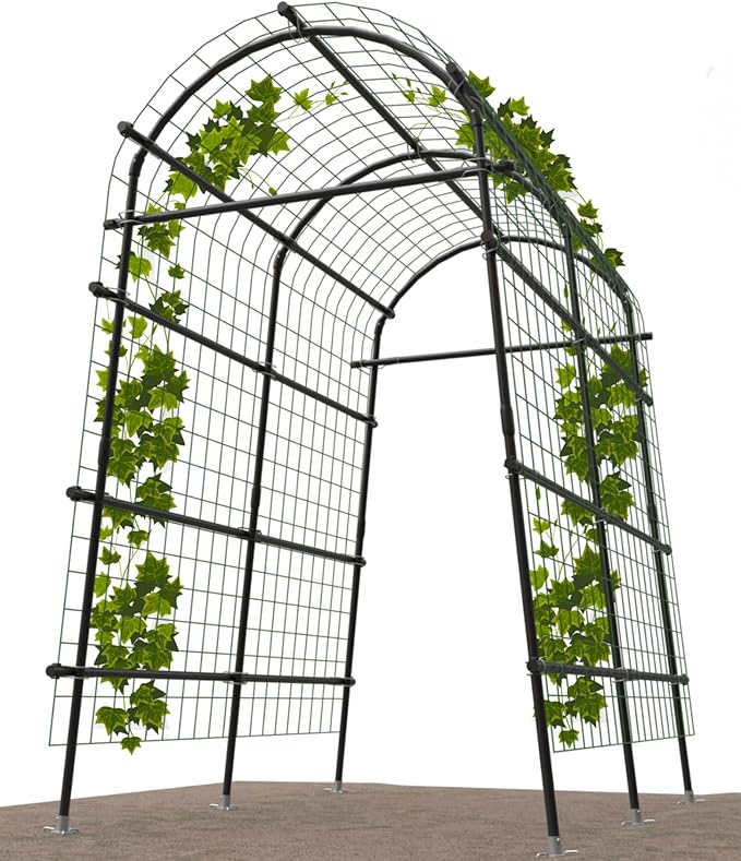 Garden Arch Trellis 7FT Extra Tall Polyethylene-Coated Stainless Steel Garden by Montresor