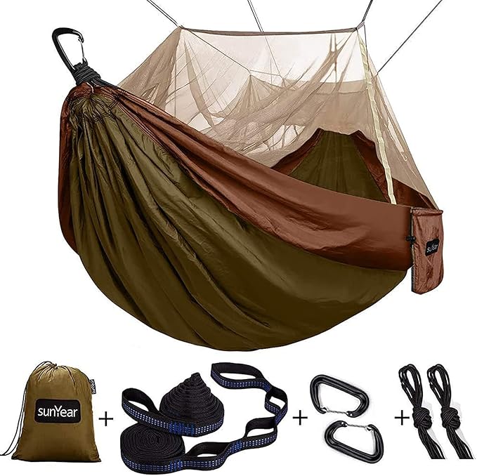 Sunyear Camping Hammock, Portable Single & Double Hammock by SleepSafeSwingFree
