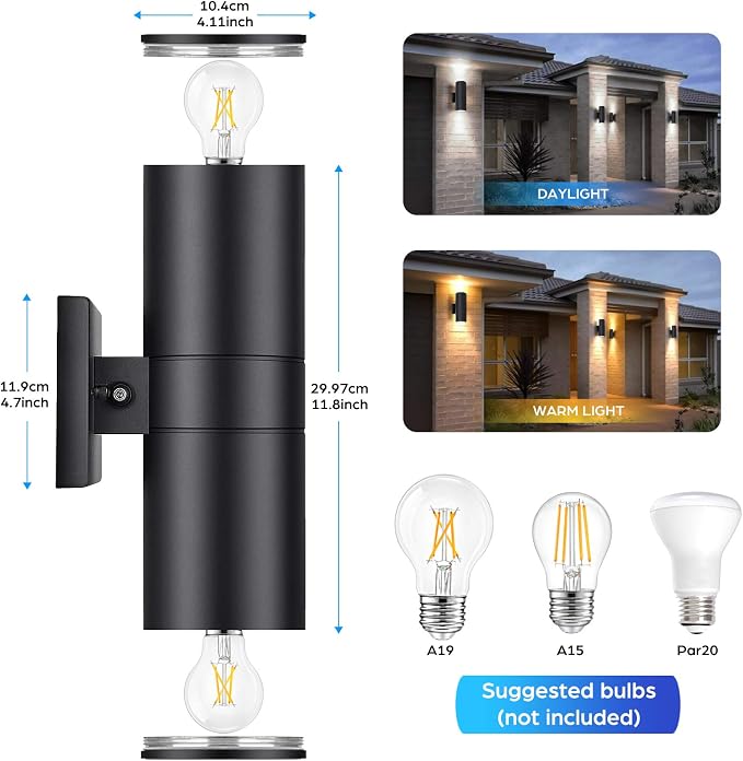 Modern Outdoor Wall Light with Dusk to Dawn Sensor, Exterior Light Fixture Wall - Image 5