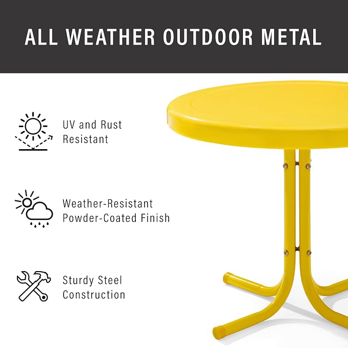 Crosley Furniture Griffith Weather Resistant Retro Metal Outdoor Side Table - Image 5