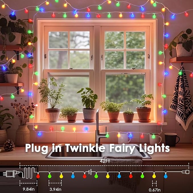 LORRYTE Connectable 100LED Globe String Lights Indoor Outdoor - 43FT Multicolor - Image 3