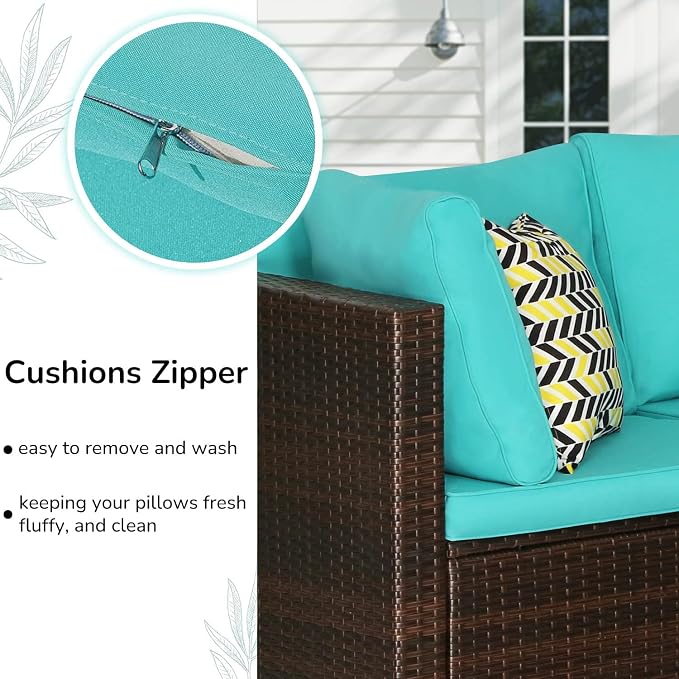 PayLessHere Patio Furniture Set 7 Pieces Outdoor Furniture Wicker Conversation - Image 2