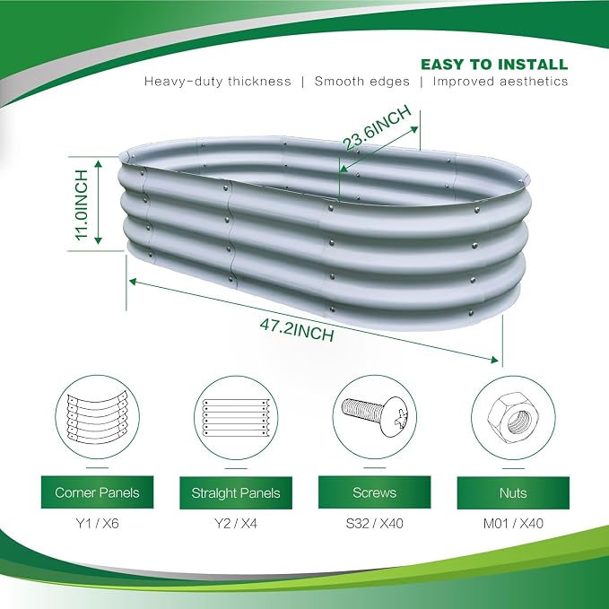 Gardmax 2 Pack Galvanized Raised Garden Bed, Lightweight Planter Boxes Outdoor - Image 4