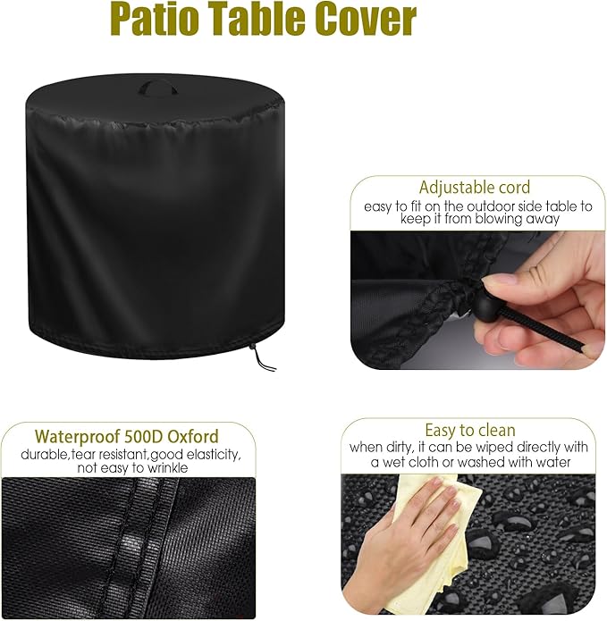 Patio Table Cover for Decksplore 23.6” Outdoor Patio Side Table, Waterproof - Image 4