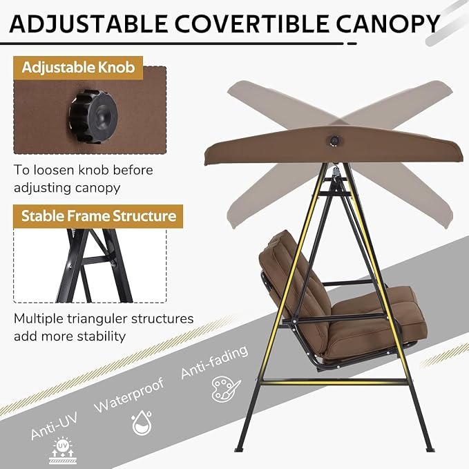 AECOJOY 2-Seat Outdoor Patio Swing Chair - Image 3