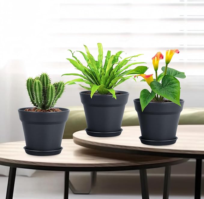 6 inch Nursery Pots, 16 Pack Plastic Plant Pots - Image 7