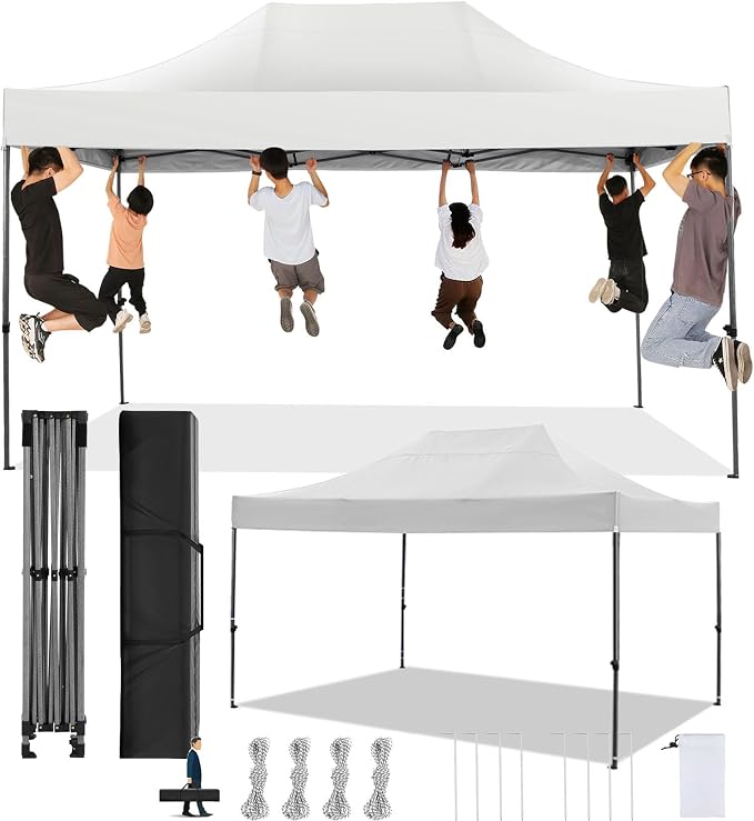 COBIZI 10x15 Pop Up Canopy Without Sidewall, Heavy Duty Canopy UPF 50+ All by COBIZI