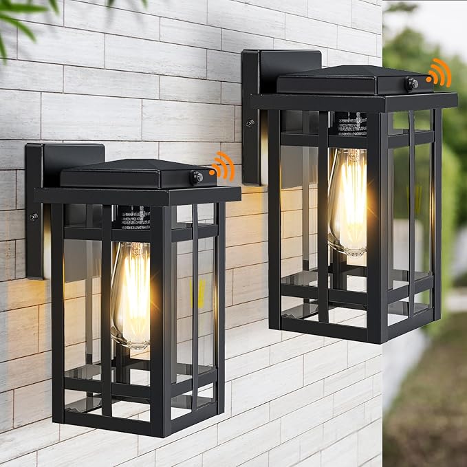 2 Packs Dusk to Dawn Outdoor Wall Lighting 9.76'', Exterior Light Fixture Wall by MYHXQ