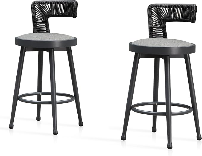 PURPLE LEAF Outdoor Swivel Counter Height Bar Stools Set of 2 Metal Modern - Image 9